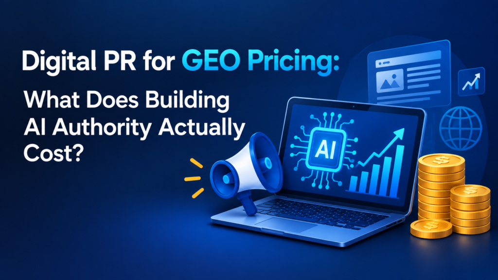 Digital PR for GEO pricing with AI authority, analytics, and growth charts.